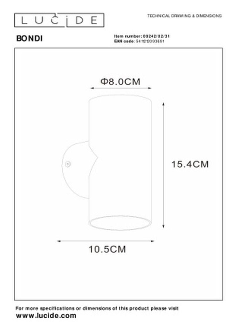Lucide BONDI - Nástenné bodové svietidlo - 2xGU10 - Biele